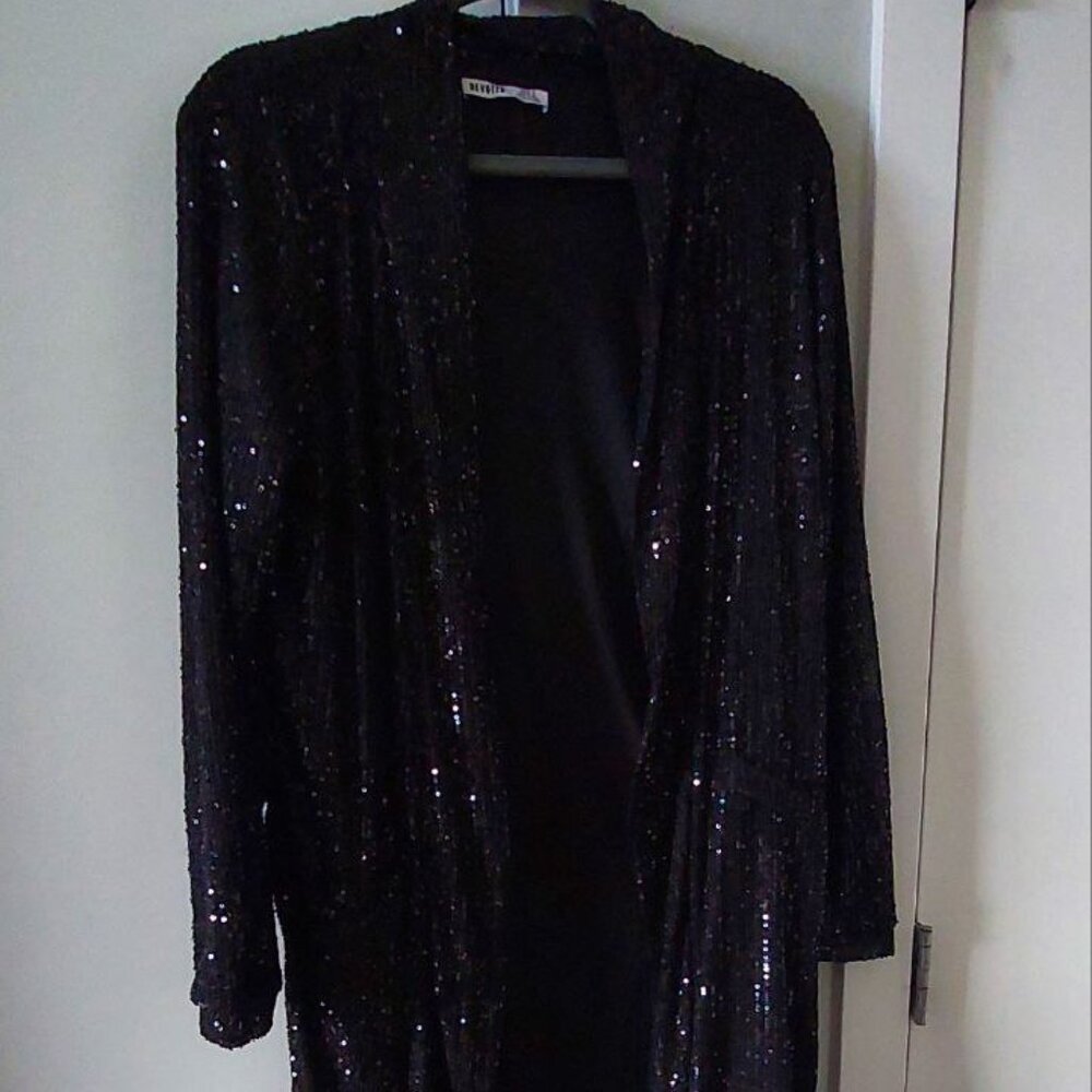 Black Sequin Long Cardigan